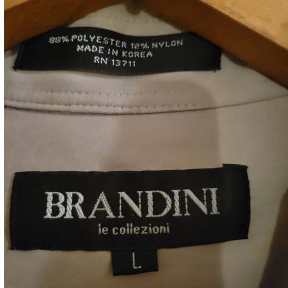 Brandini Beige Long Sleeve‎ Soft Comfort Dress Professional Button Up Shirt - L - Picture 2 of 5